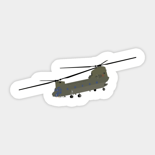 Military CH-47 Chinook Helicopter Sticker by NorseTech